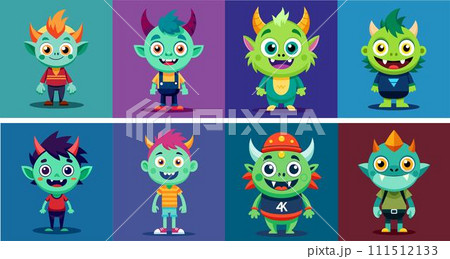 Set of vector monster kid character Set of vector monster kid character 111512133