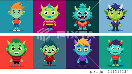 Set of vector monster kid character Set of vector monster kid character 111512134