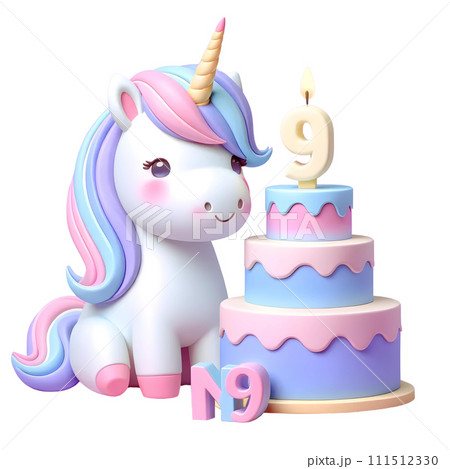 Unicorn birthday with number nine  111512330