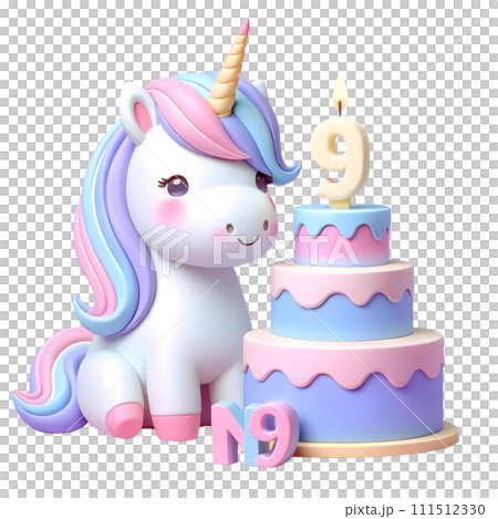 Unicorn birthday with number nine  111512330