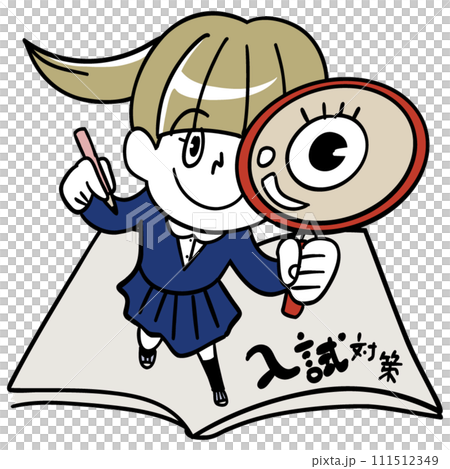 Female student preparing for entrance exam Female student preparing for entrance exam 111512349