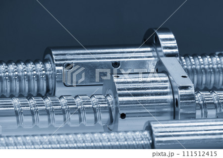 Closeup scene the spare parts  lead ball screw set in the light blue scene. 111512415