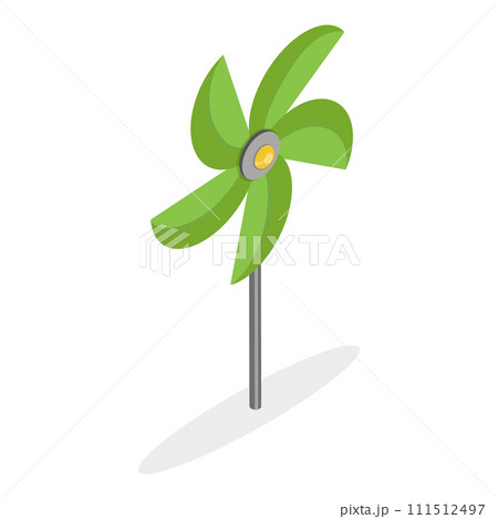 3D Isometric Flat Vector Set of Pinwheels. Item 1 111512497