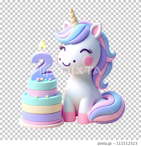 Unicorn birthday with number two 111512523