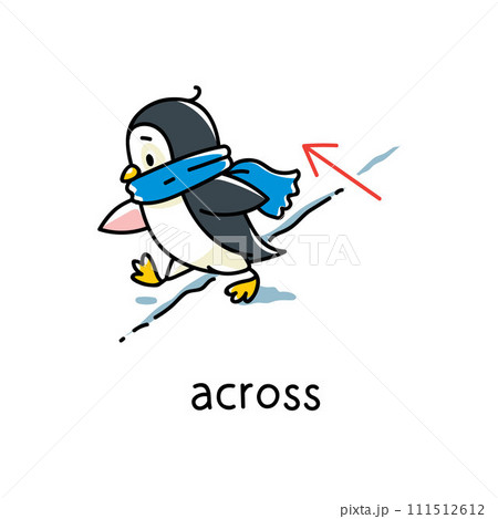 Preposition of movement. Penguin walks across 111512612