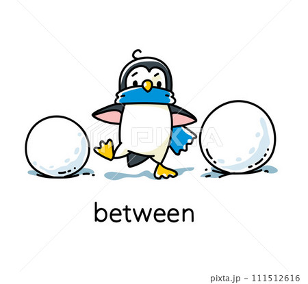Preposition of place. Penguin go between snowballs 111512616