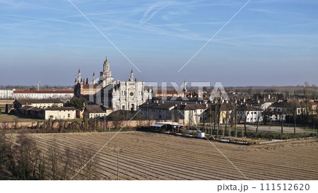 Panorama view of Certosa of Pavia monastery and sanctuary 111512620