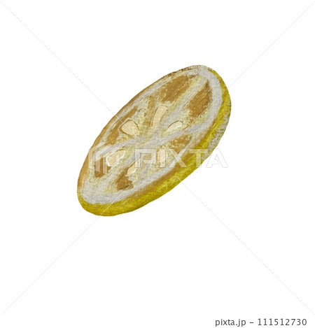 Lemon fruit yellow slice a watercolor illustration 111512730