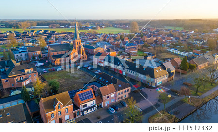 Aerial View of Sint Jozef Church, Rijkevorsel at Dusk 111512832