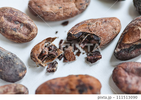 Closeup cocoa roasted beans. Shallow dof Closeup cocoa roasted beans. Shallow dof 111513090