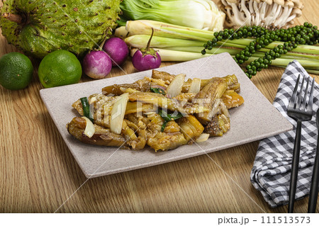 Roasted Thai eggplant with onion 111513573