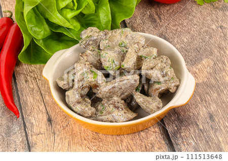 Chicken liver with cream sauce Chicken liver with cream sauce 111513648