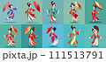 Dancing Woman  japan character with kimono 111513791