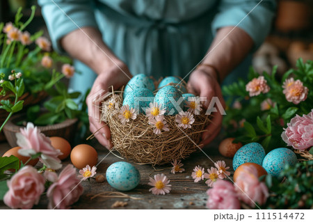 The Warmth of Easter, Carefully Held Eggs Invite a Celebration of Color and Creativity 111514472