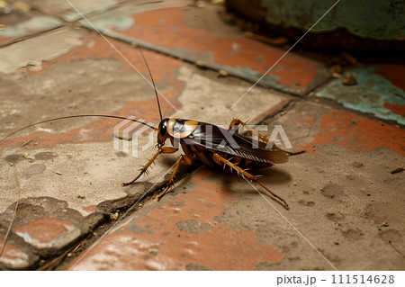 AI-generated content. close-up of cockroach on the floor Blatta orientalis, American cockroach Insects fauna, Infection carriers 111514628