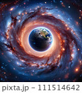 青い炎が渦巻く抽象的な背景 111514642