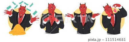 Emotional red devil goat creepy crap creature cartoon character set Emotional red devil goat creepy crap creature cartoon character set 111514681