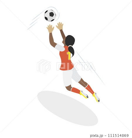 3D Isometric Flat Vector Set of Female Soccer Characters. Item 3 111514869