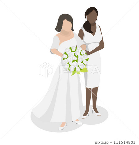 3D Isometric Flat Vector Illustration of LGBTQ Marriage. Item 3 3D Isometric Flat Vector Illustration of LGBTQ Marriage. Item 3 111514903