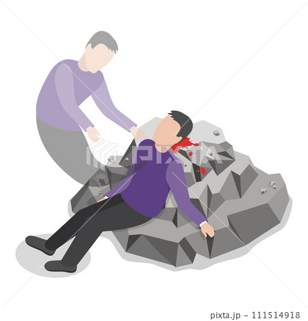 3D Isometric Flat Vector Set of Cemetery And Mourning. Item 1 111514918