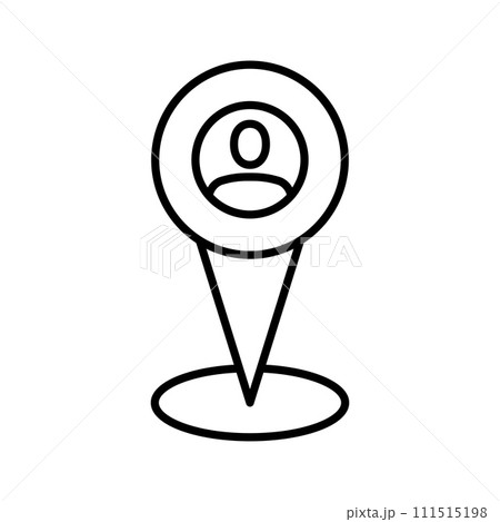 Map pointer with user icon. Person location. Pin with user location. 111515198