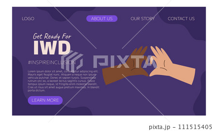 IWD Inspire Inclusion campaign, International Women's Day 2024 Landing page template features variety of hands showing the heart gesture. Vector hand drawn illustration in flat style IWD Inspire Inclusion campaign, International Women's Day 2024 Landing page template features variety of hands showing the heart gesture. Vector hand drawn illustration in flat style 111515405