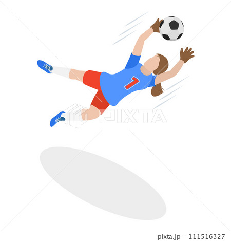 3D Isometric Flat Vector Set of Female Soccer Characters. Item 4 111516327