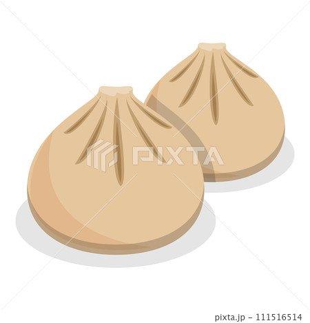 3D Isometric Flat Vector Set of Dumplings. Item 4 111516514