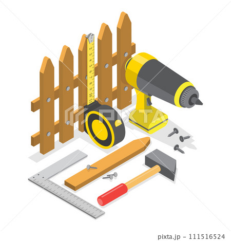 3D Isometric Flat Vector Illustration of Carpentry. Item 3 111516524