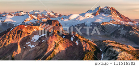 Canadian Mountain Landscape, Sunset. Aerial Panorama Background. 111516582