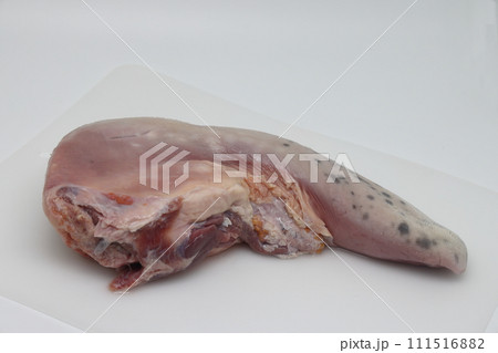 Raw beef tongue isolated on white background. 111516882