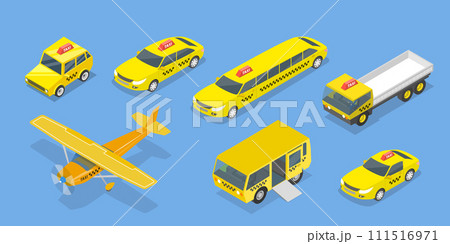 3D Isometric Flat Vector Illustration of Taxi Collection 3D Isometric Flat Vector Illustration of Taxi Collection 111516971