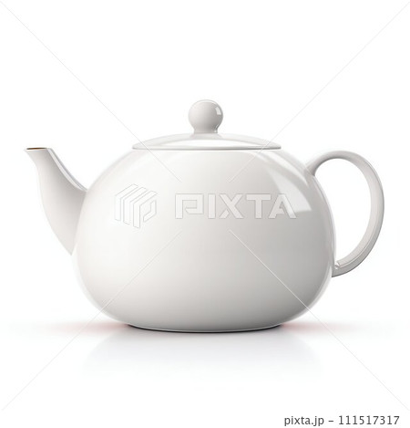 Modern Ceramic Teapot Isolated on White Background. Generative ai Modern Ceramic Teapot Isolated on White Background. Generative ai 111517317