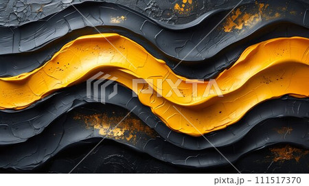 Abstract Artistic Swirl of Yellow and Black Paint. Generative ai 111517370