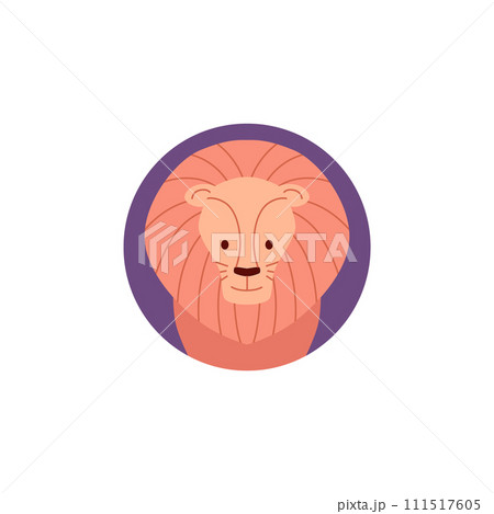 Lion zodiac symbol, Astrological zodiac icon, Lion head with mane, vector Horoscope sign wild animal in purple circle Lion zodiac symbol, Astrological zodiac icon, Lion head with mane, vector Horoscope sign wild animal in purple circle 111517605