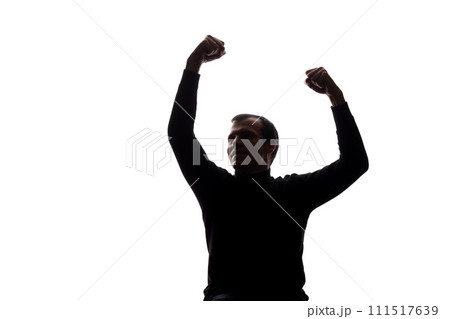 Man's hands showing a victory Man's hands showing a victory 111517639