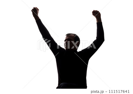 Man's hands showing a victory 111517641