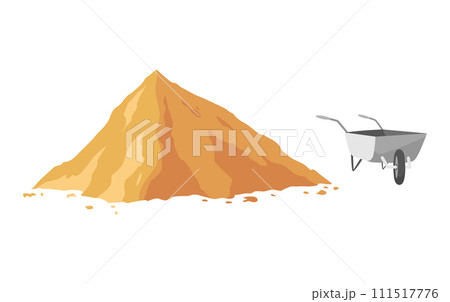Building material. Heap of sand. Cartoon supplies for buildings works. Construction concept. Illustration can be used for construction sites or illustrate renovation works 111517776
