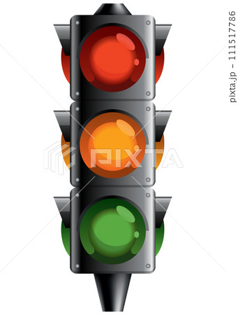 Traffic light with red, yellow and green color. Flat vector illustration isolated on white background Traffic light with red, yellow and green color. Flat vector illustration isolated on white background 111517786