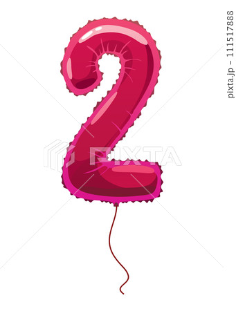 Helium pink balloons number. Realistic design element, numeral character. Party decoration balloon or anniversary sign. Vector glossy decorative digit illustration 111517888