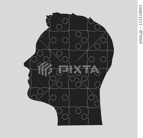 Man head made puzzle pieces. Strategy, education Man head made puzzle pieces. Strategy, education 111518601