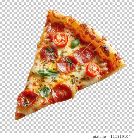 slice of Neapolitan pizza based on mozzarella, cheese, buffalo mozzarella, tomato sauce, basil. slice of Neapolitan pizza based on mozzarella, cheese, buffalo mozzarella, tomato sauce, basil. 111519104