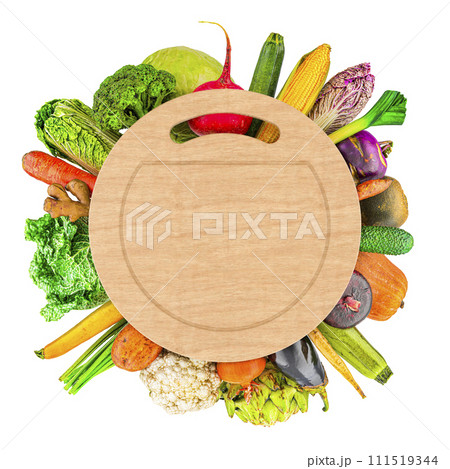 Vegetables set with Cutting Board, 3D rendering 111519344