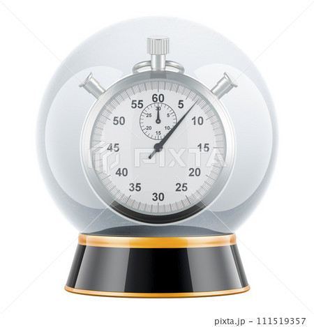 Crystal ball with stopwatch inside, 3D rendering Crystal ball with stopwatch inside, 3D rendering 111519357