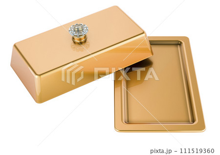 Rectangular Butter Dish, copper or golden. 3D rendering 111519360