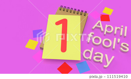 The number 1 on paper for April fools day concept 3d rendering. 111519410