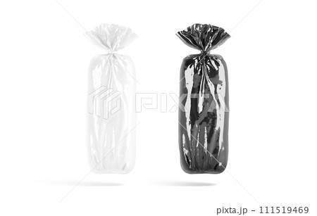 Blank black and white bread cellophane pack mockup, no gravity Blank black and white bread cellophane pack mockup, no gravity 111519469