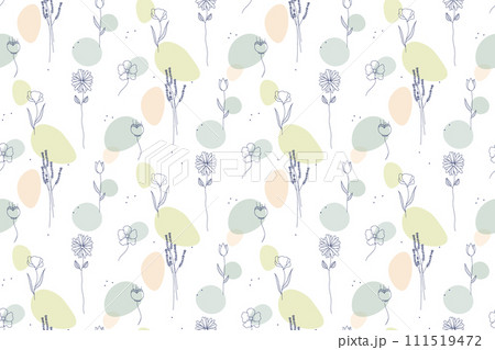 Floral seamless outlined pattern 111519472