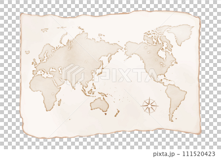 舊地圖風格的世界地圖插圖 111520423