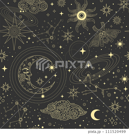 Star constellation moon and sun seamless pattern 111520499